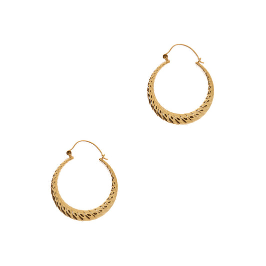 Pre-Owned 9ct Gold Twist Creole Earrings