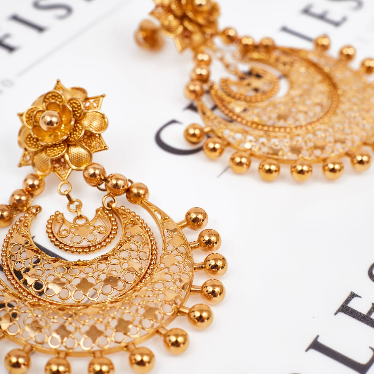 Fancy 22 Carat Gold Earrings TOP4354 - Kubde Jewellers