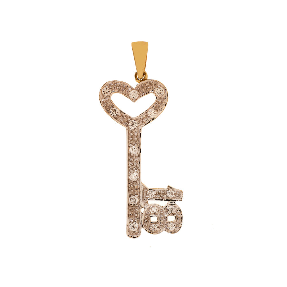 Pre-Owned 9ct Gold CZ Set 18 Key Pendant