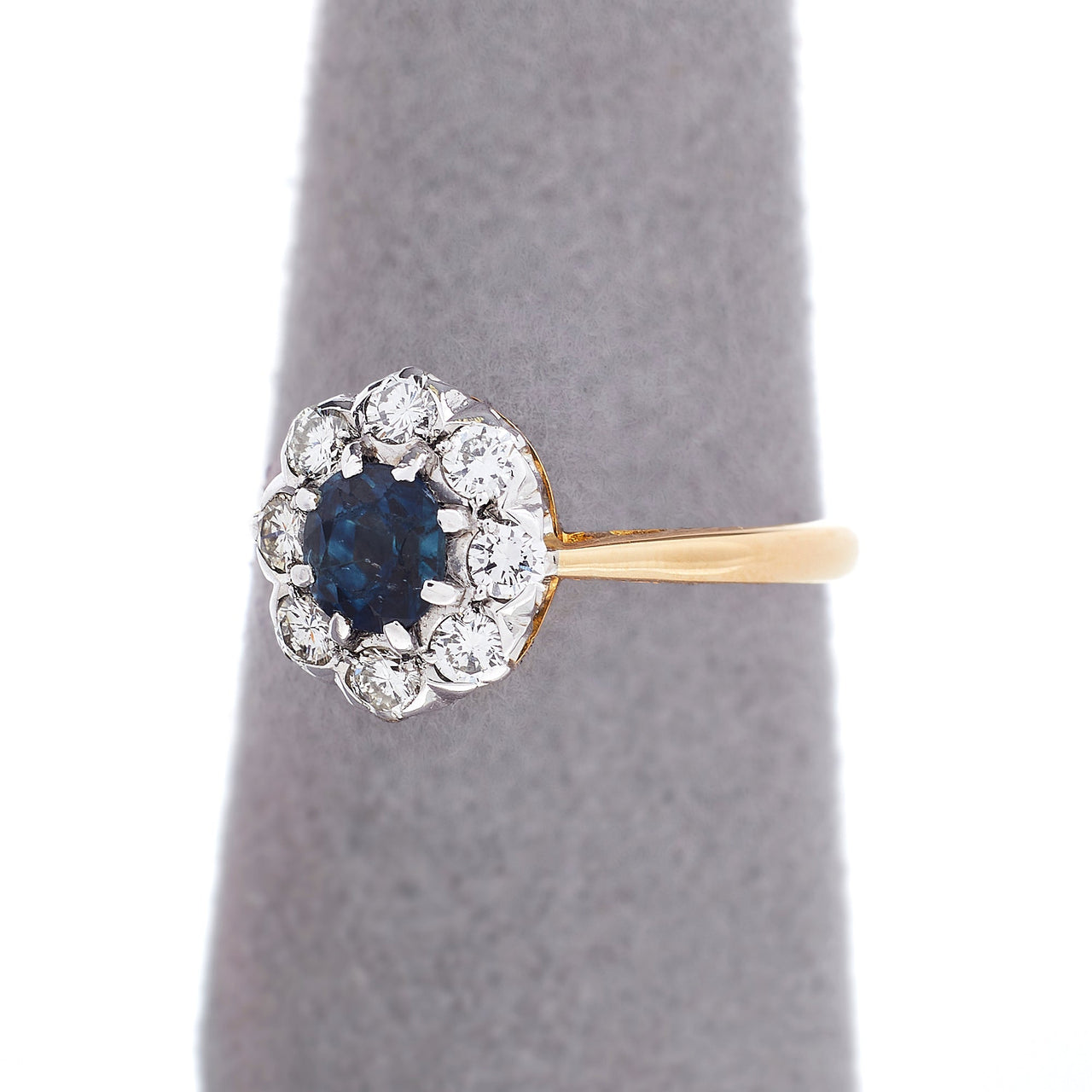 Pre-Owned 18ct Gold Sapphire and Diamond Cluster Ring