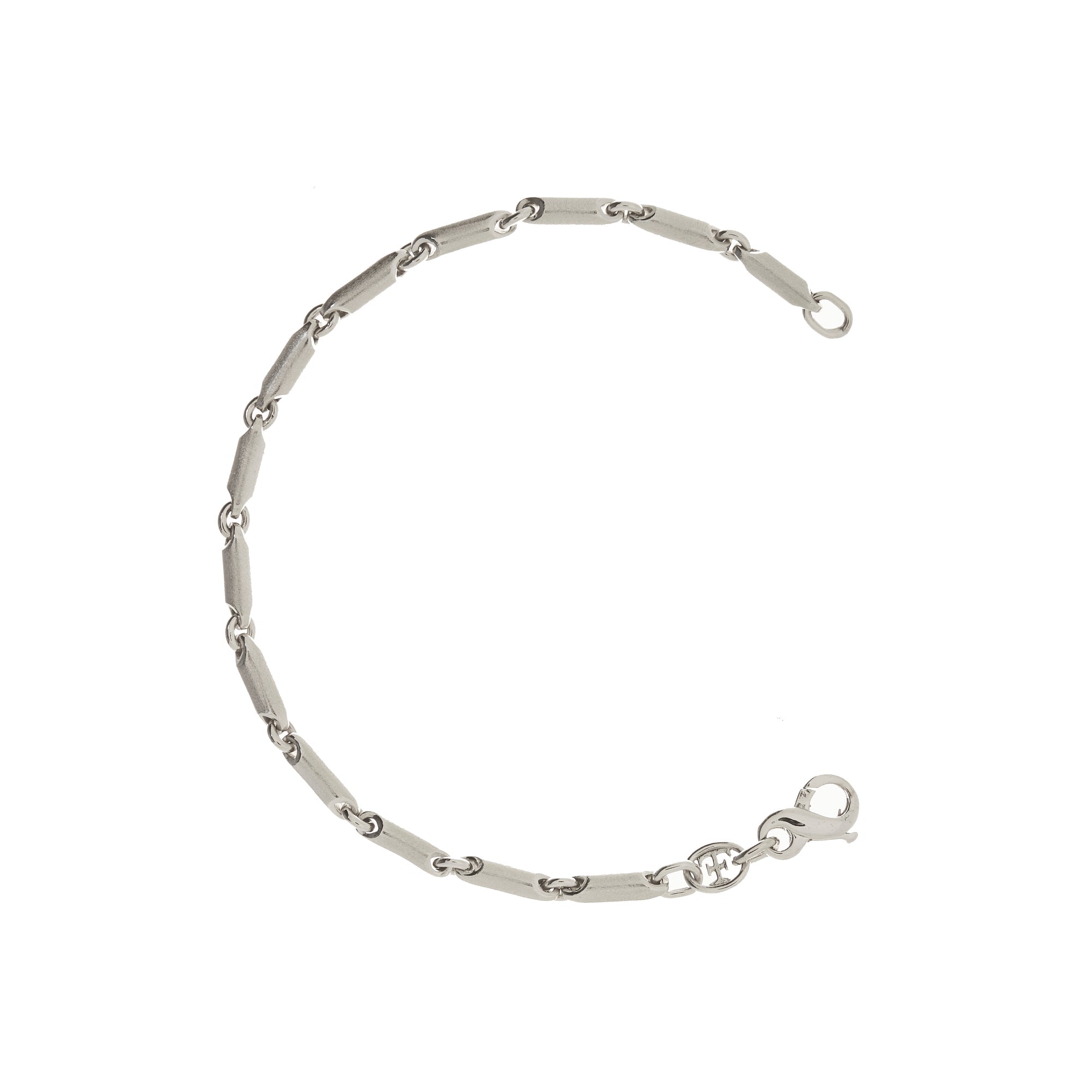 Pre-Owned 18ct White Gold Matte Oval Link Bracelet