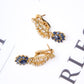 Pre-Owned Diamond Sapphire Cluster Necklace & Earrings Set