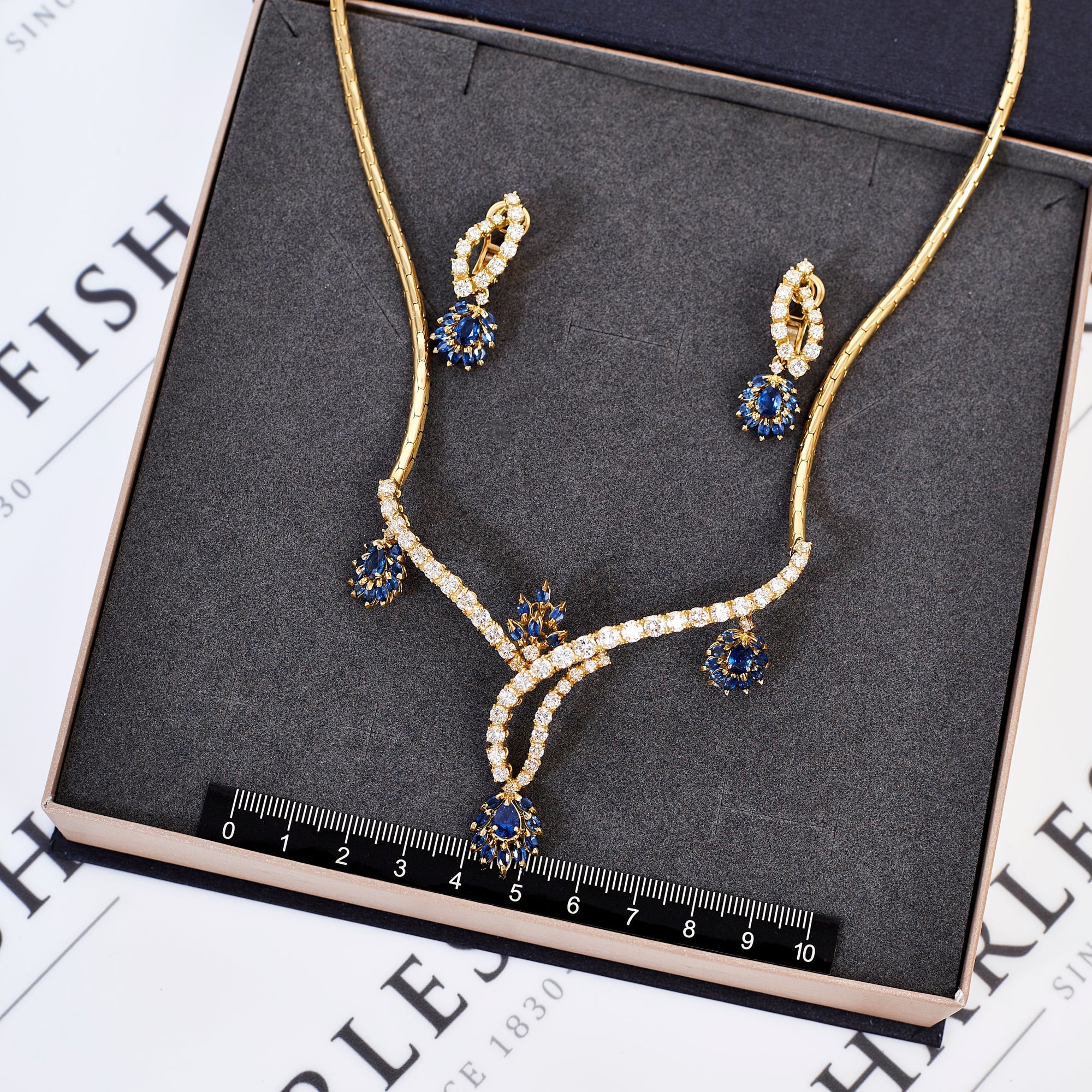 Discount Sapphire Cluster Necklace & Earring Set