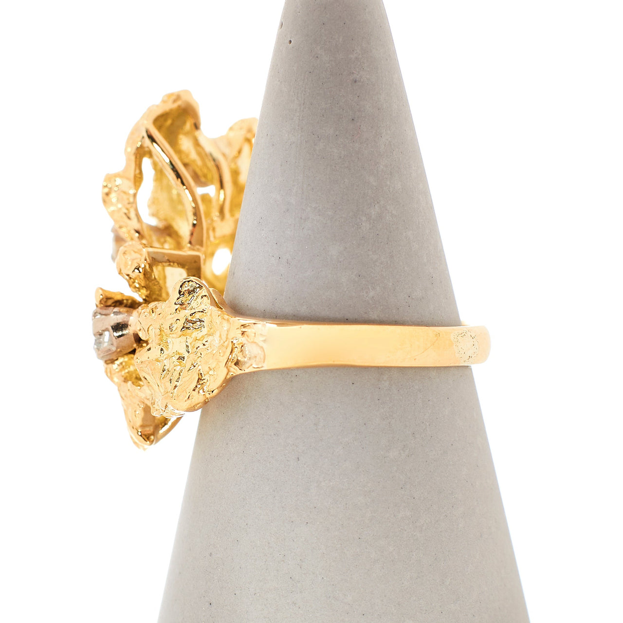 Pre-Owned 18ct Gold Diamond Set Gold Nugget Ring
