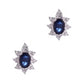 Pre-Owned White Gold Zirconia Sapphire Ring Earring Set