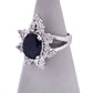 Pre-Owned White Gold Zirconia Sapphire Ring Earring Set