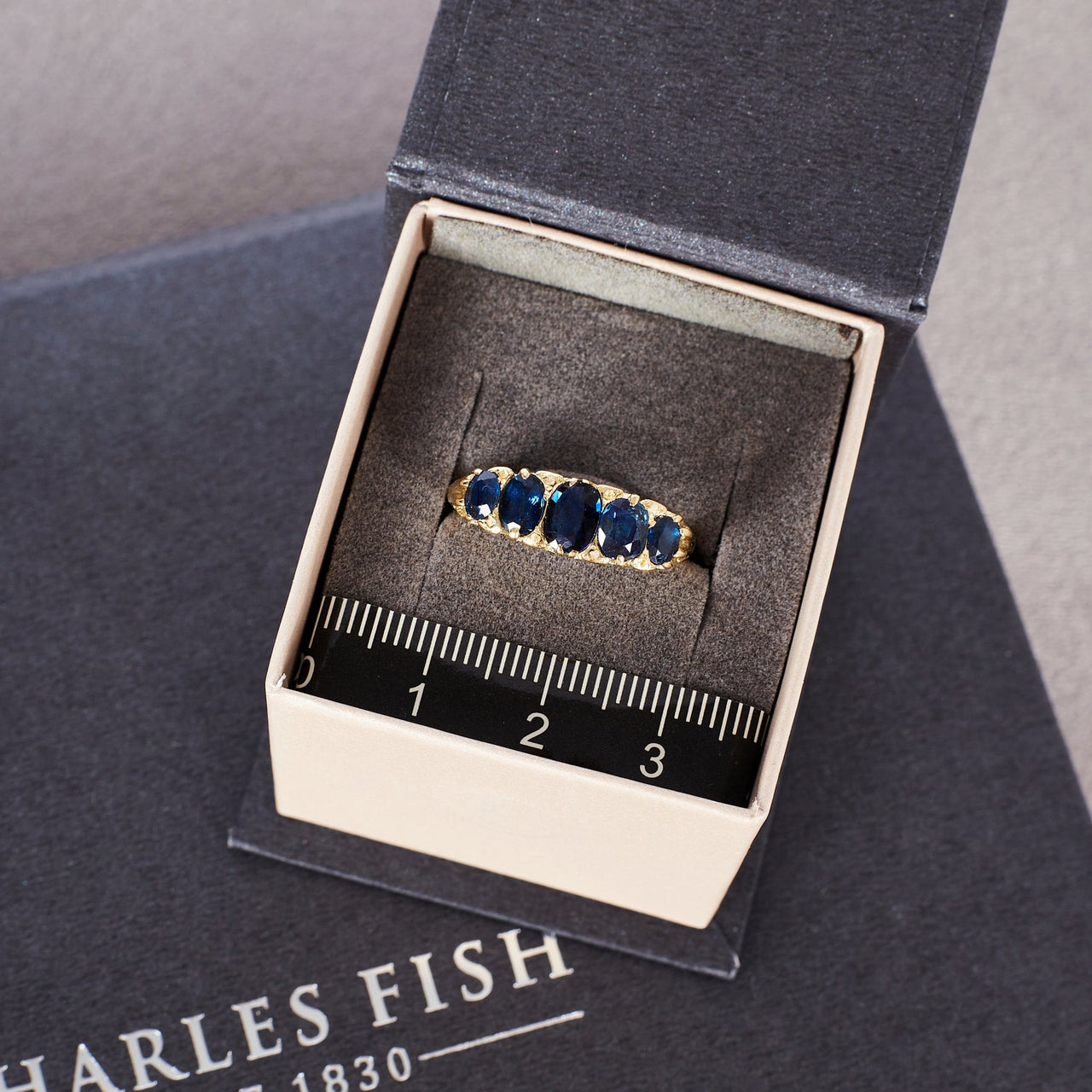 Pre-Owned 18ct Gold 5 Sapphire Half Eternity Ring