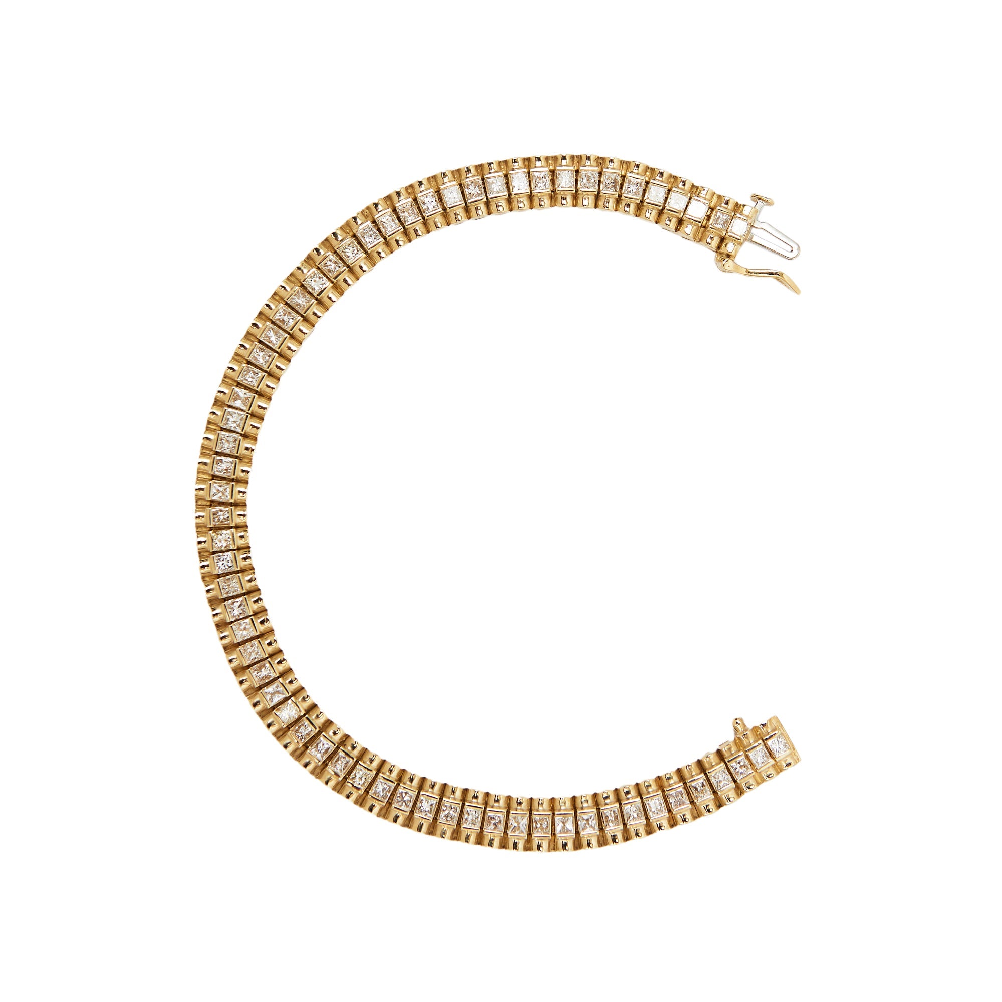 Pre-Owned 14ct Gold Diamond Set 3 Row Bracelet