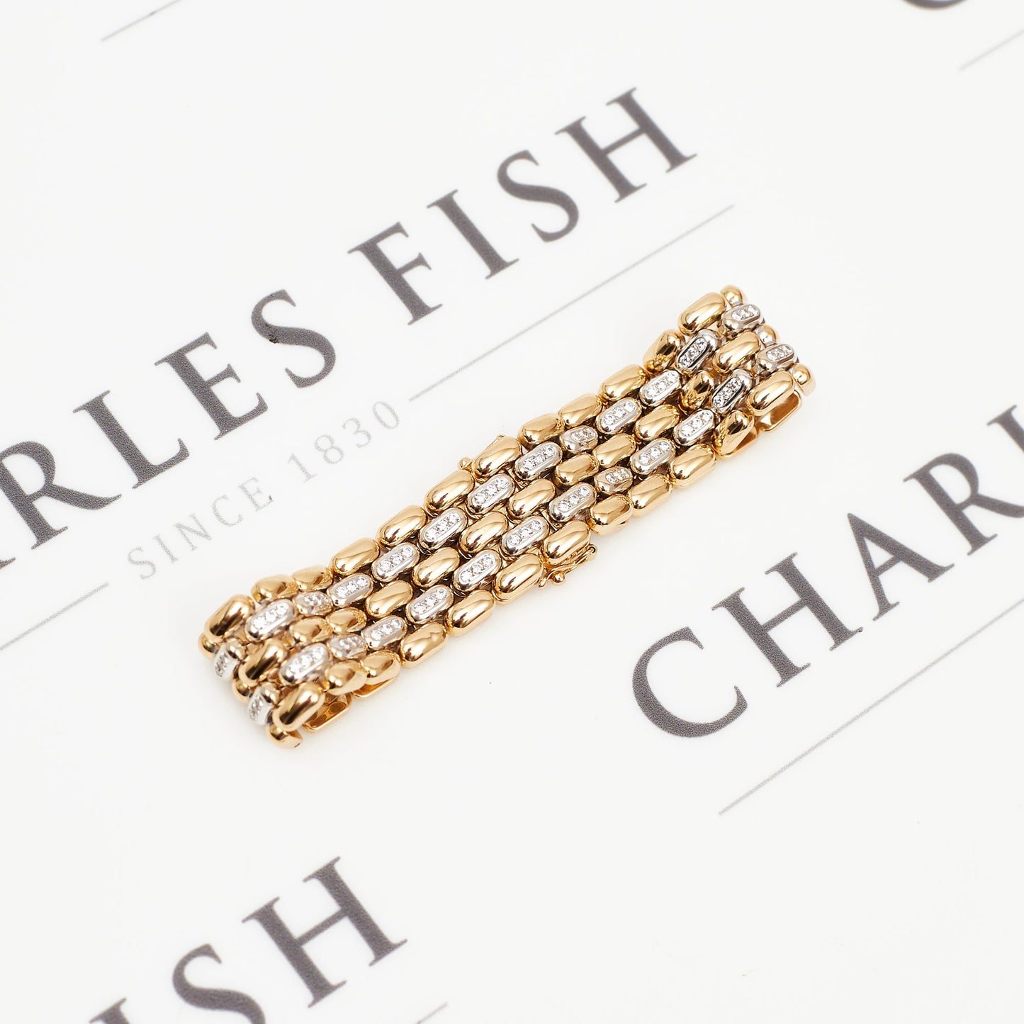 Pre-Owned 18ct Gold 5 Row Brick Style Diamond Bracelet