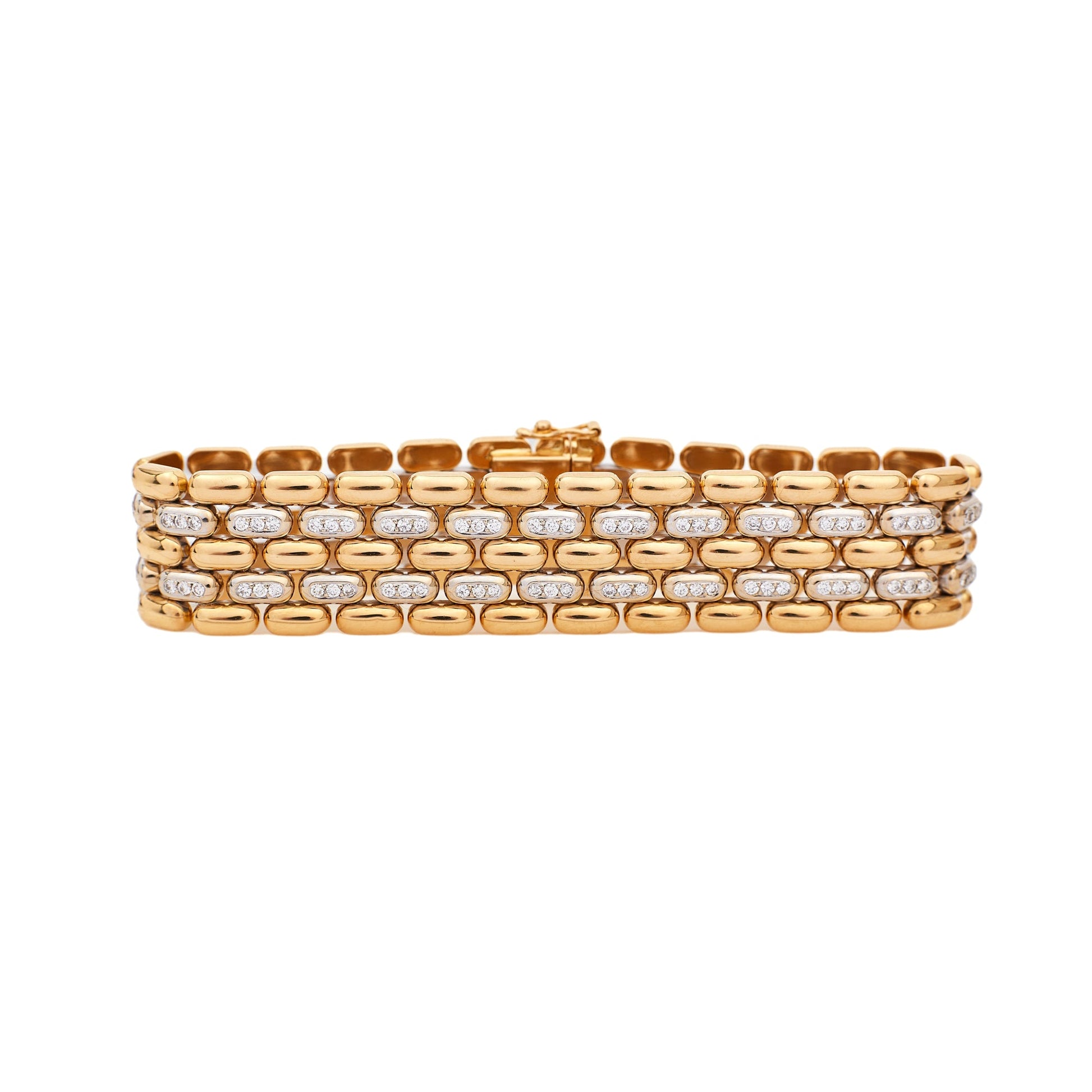Pre-Owned 18ct Gold 5 Row Brick Style Diamond Bracelet