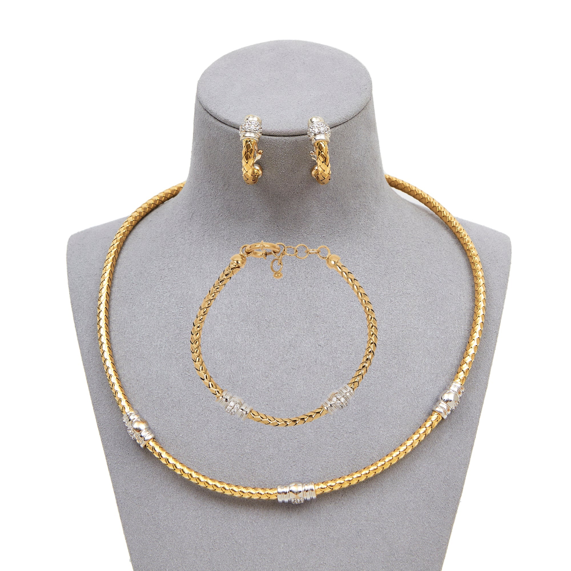 Pre-Owned 18ct Gold Plated Necklace Bracelet & Earring Set