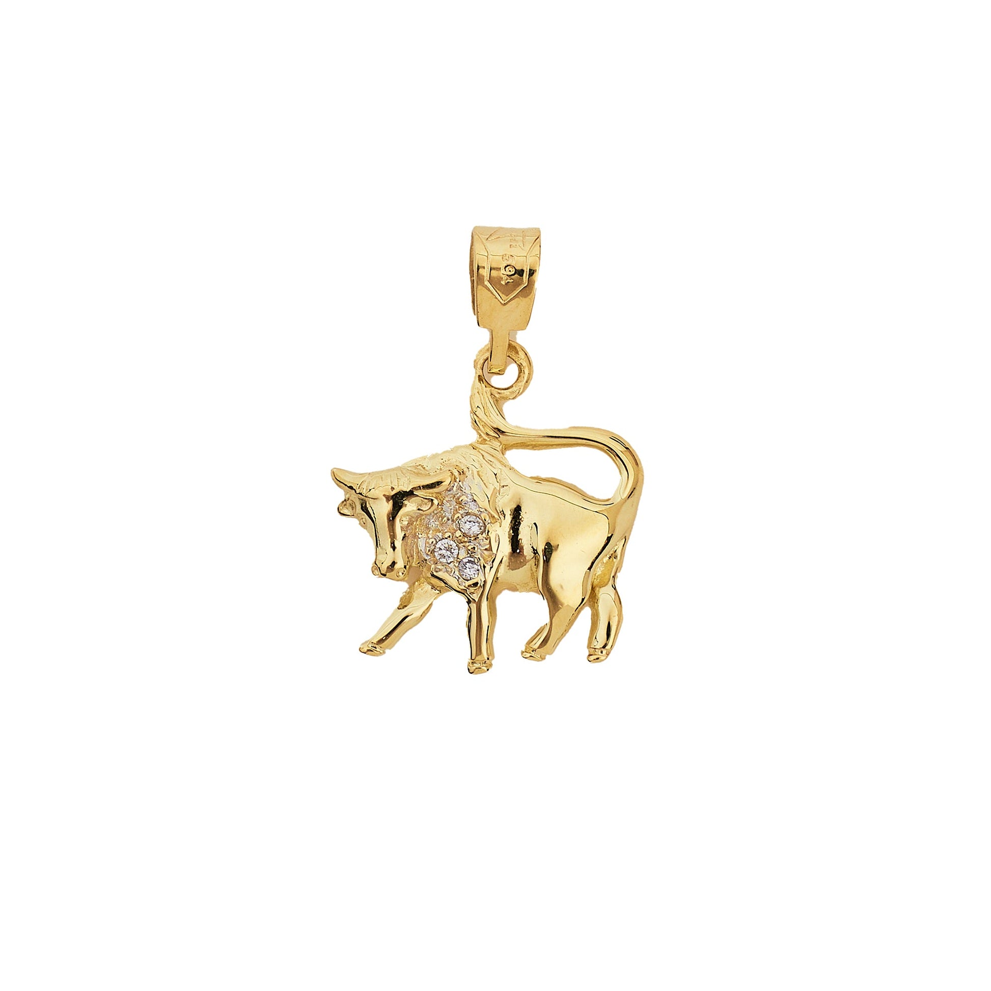 Pre-Owned 14ct Gold Zirconia Set Bull Pendant