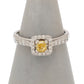 Pre-Owned White Gold Square Yellow Diamond Cluster Ring