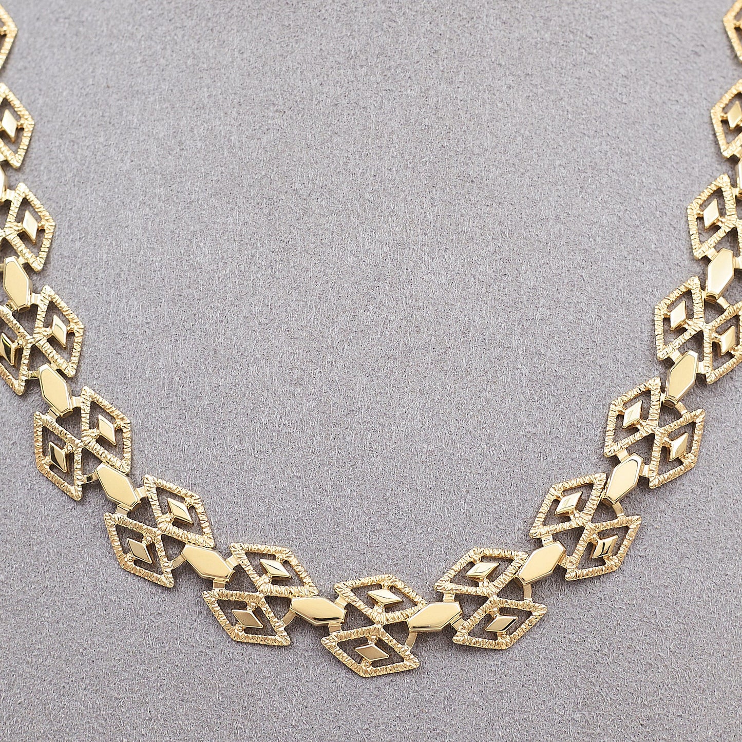 Pre-Owned 9ct Gold Diamond Shape Double Row Necklace