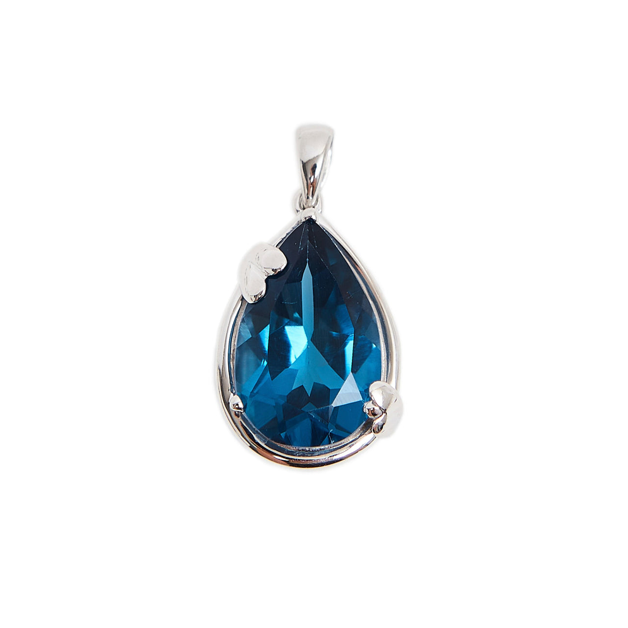 Pre-Owned 9ct White Gold Pear Cut Topaz Pendant
