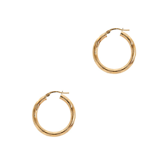 Pre-Owned 9ct Gold Dot Pattern Hoop Earrings