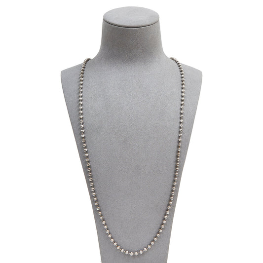 Pre-Owned 9ct White Gold Long Bead Chain Necklace