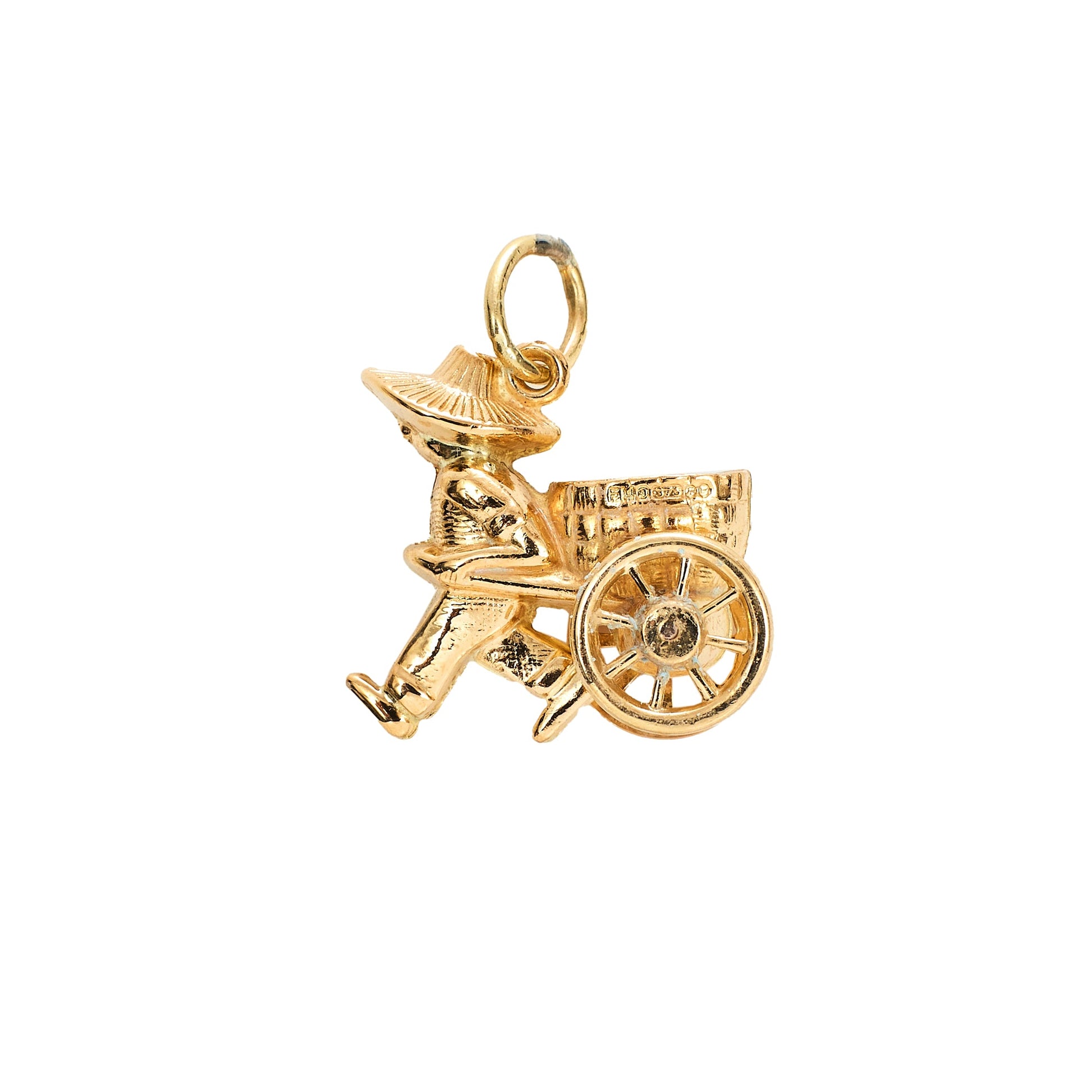 Pre-Owned 9ct Gold Man Pulling Cart Charm
