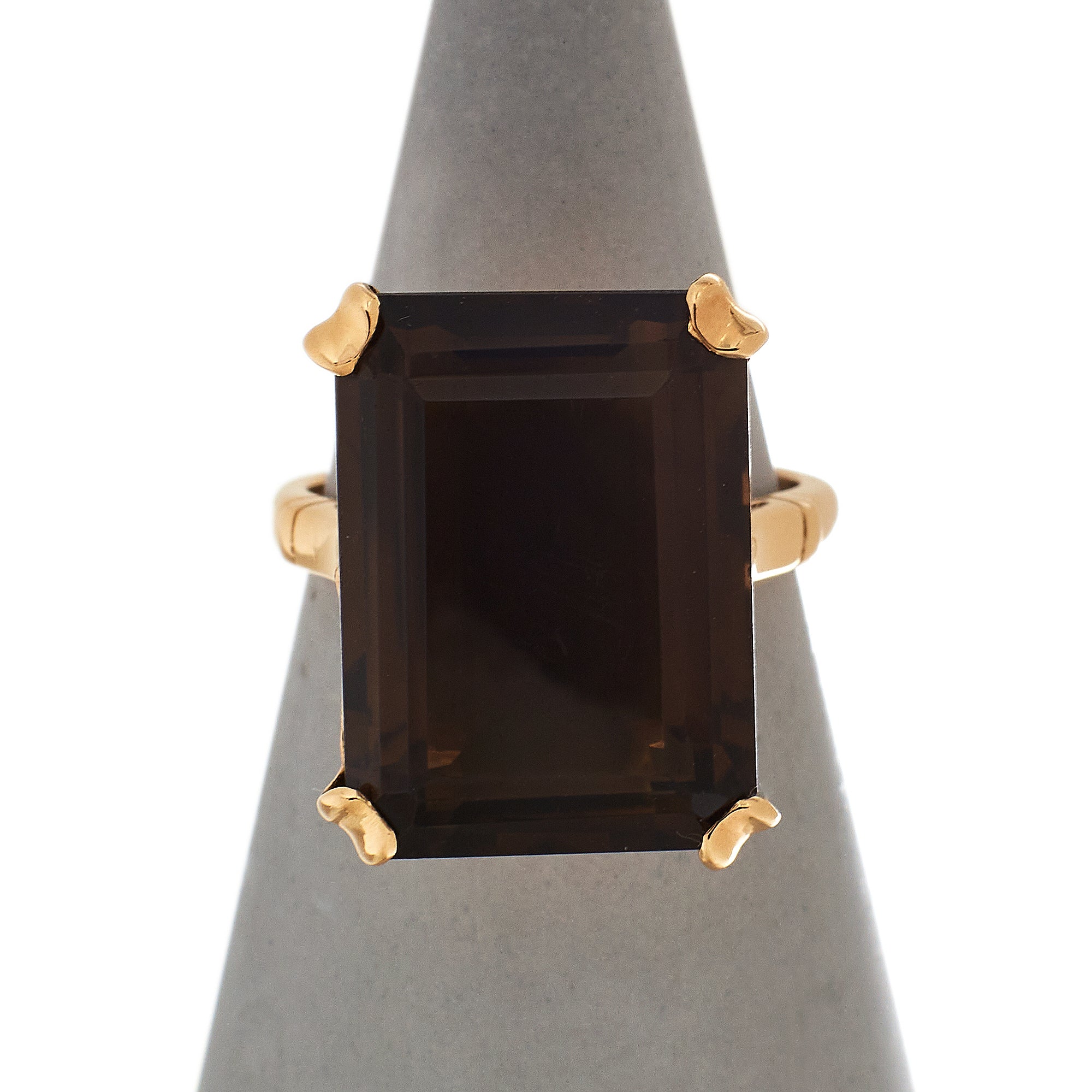 Pre-Owned 9ct Gold Large Rectangle Smokey Quartz Ring