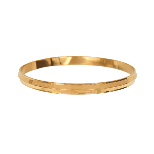 Pre-owned 22ct Yellow Gold Sikh Bangle Faceted Edges