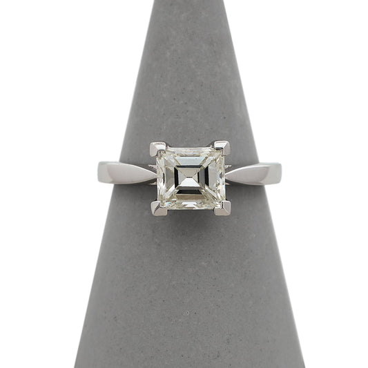 Pre-Owned Platinum Square Step Cut Solitaire Diamond Ring