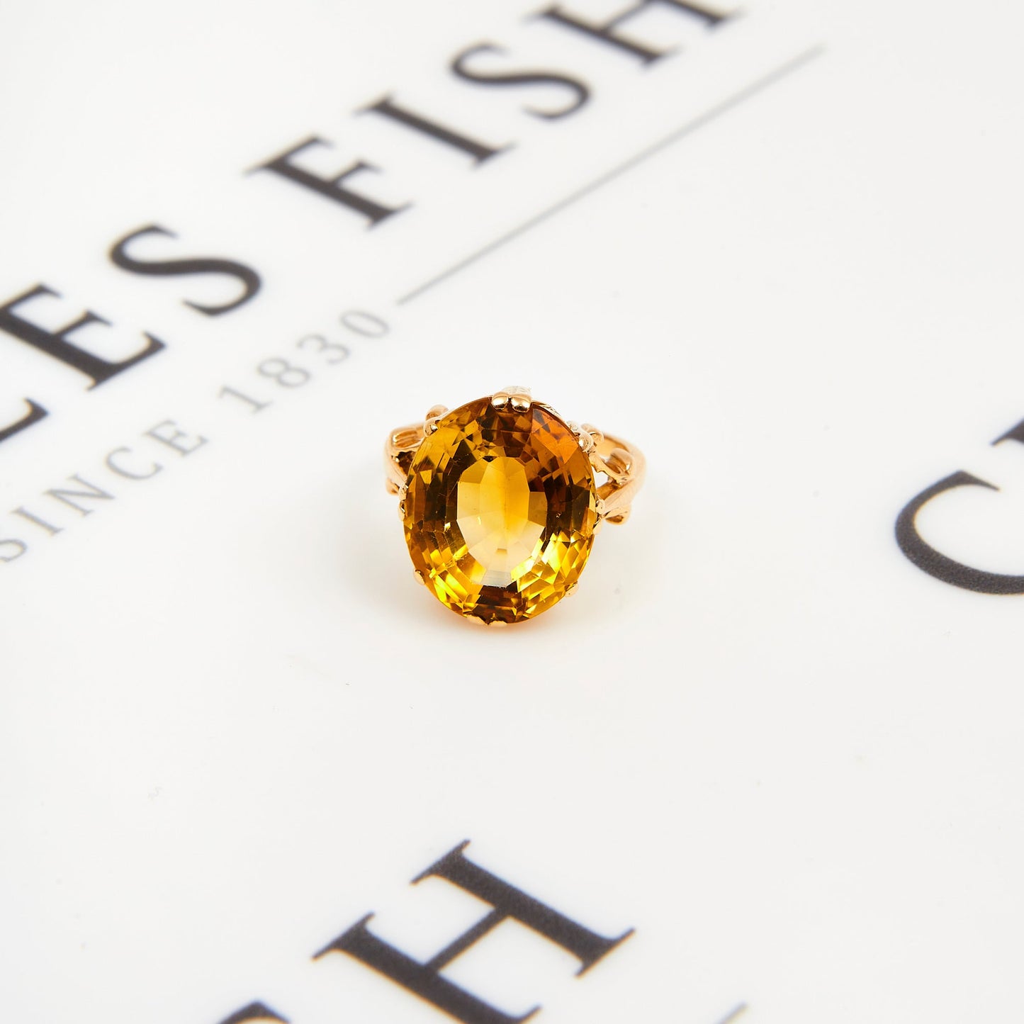 Pre-Owned 9ct Gold Oval Citrine Cocktail Ring - Size F