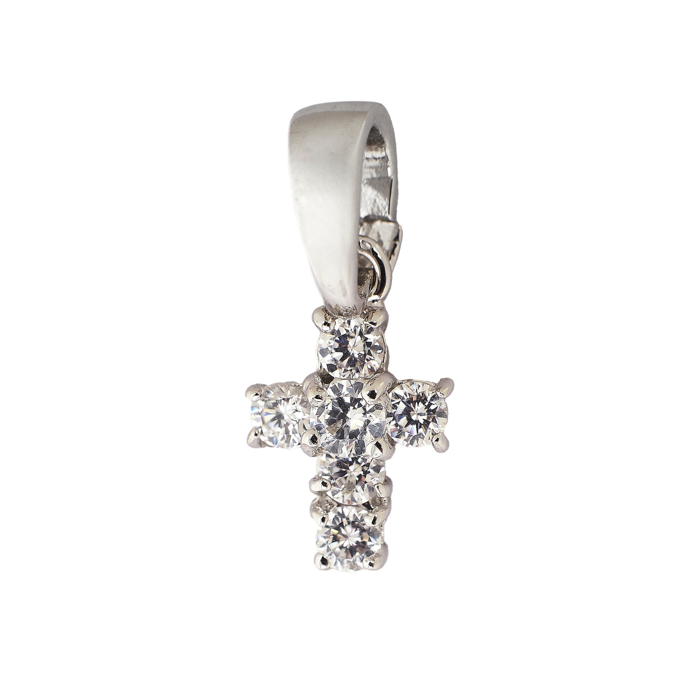 Pre-Owned 18ct White Gold C/Z Set Cross 17mm X 7mm