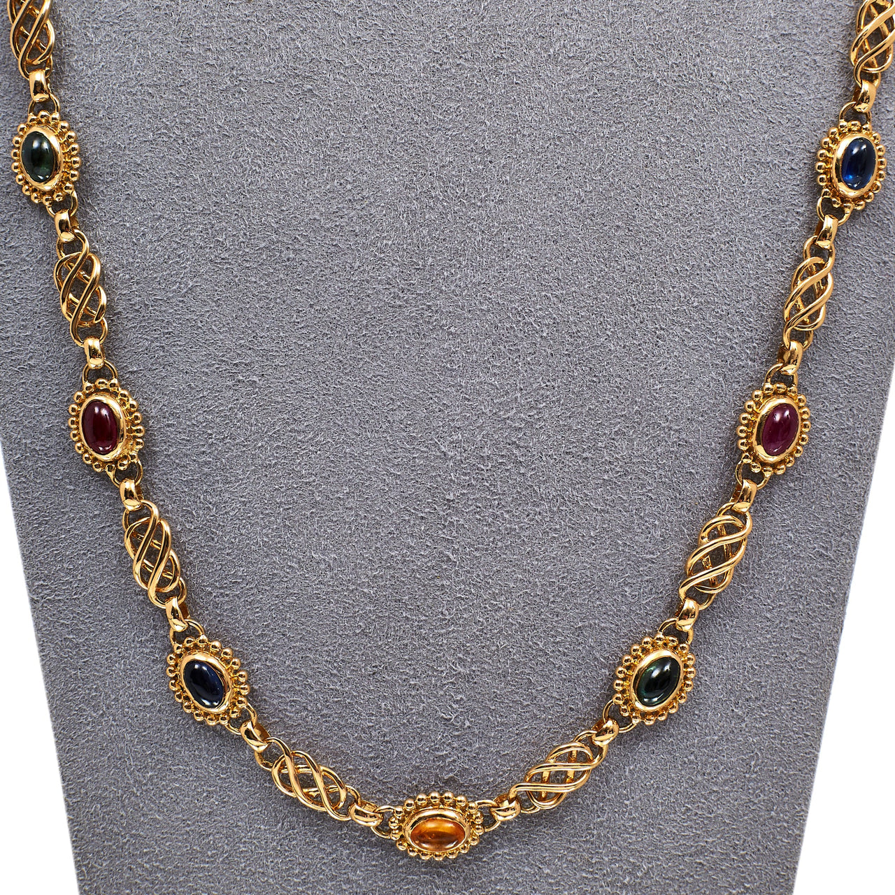 Pre-Owned 18ct Gold Georg Jensen Ruby and Sapphire Necklace