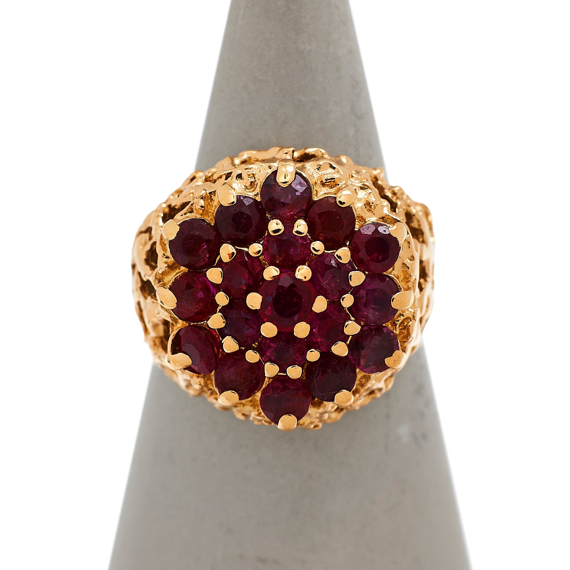Pre-Owned 9ct Yellow Gold Ruby Cluster Ring - Size L