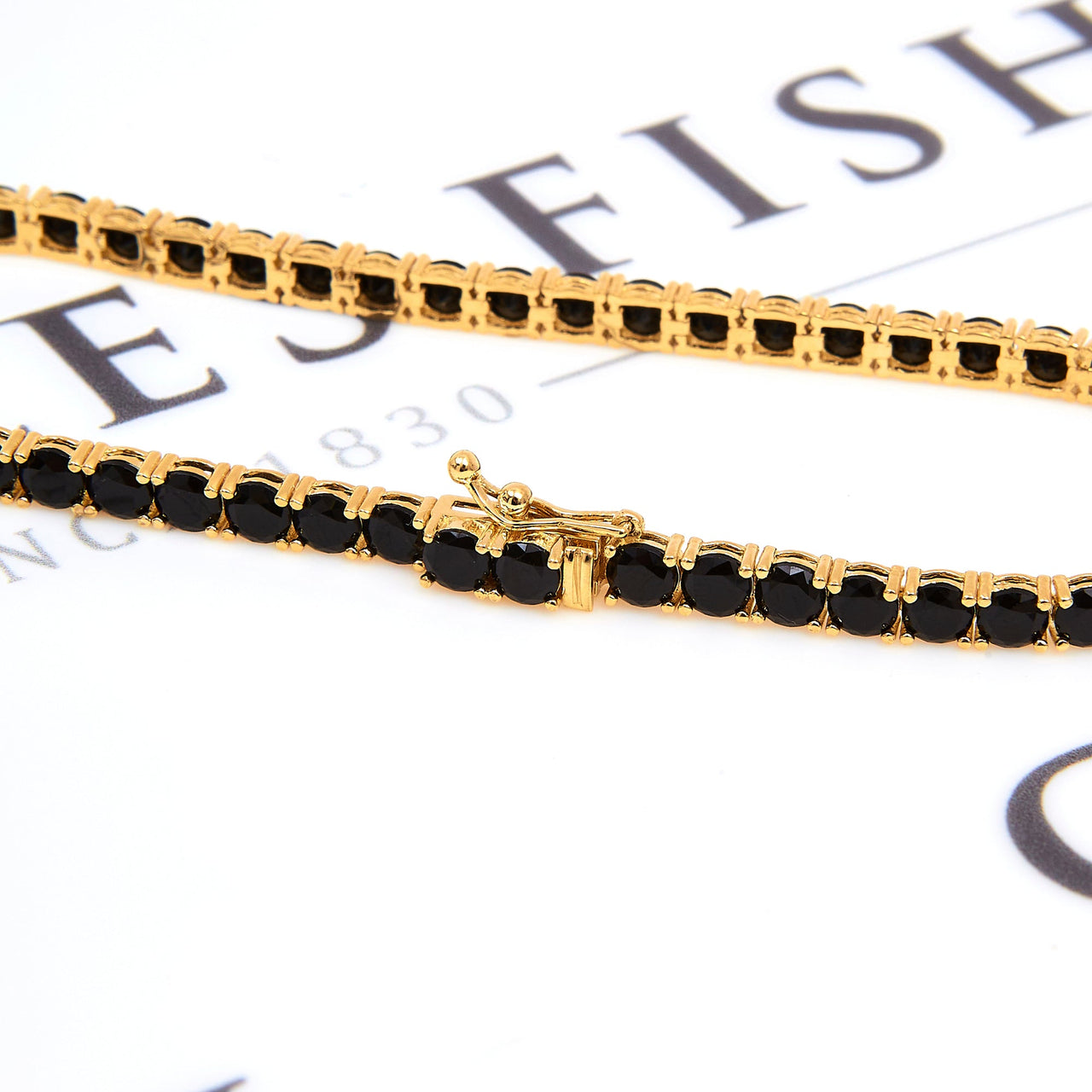 Pre-Owned 14ct Gold Black CZ Set Bracelet