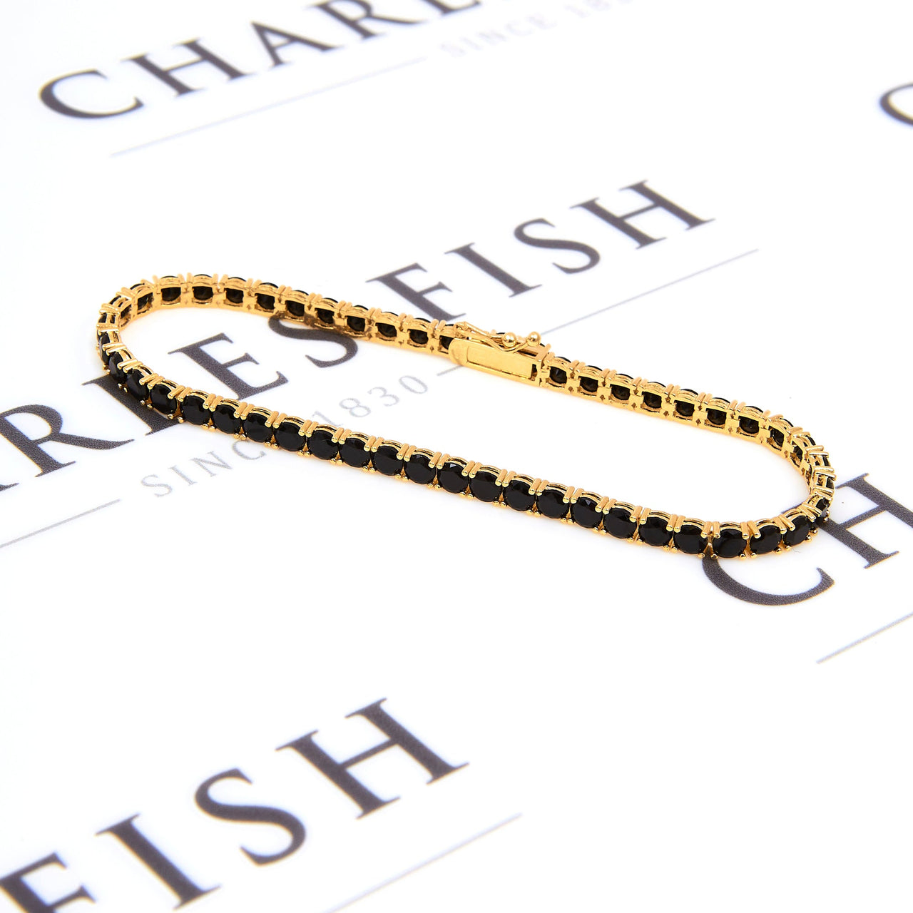 Pre-Owned 14ct Gold Black CZ Set Bracelet