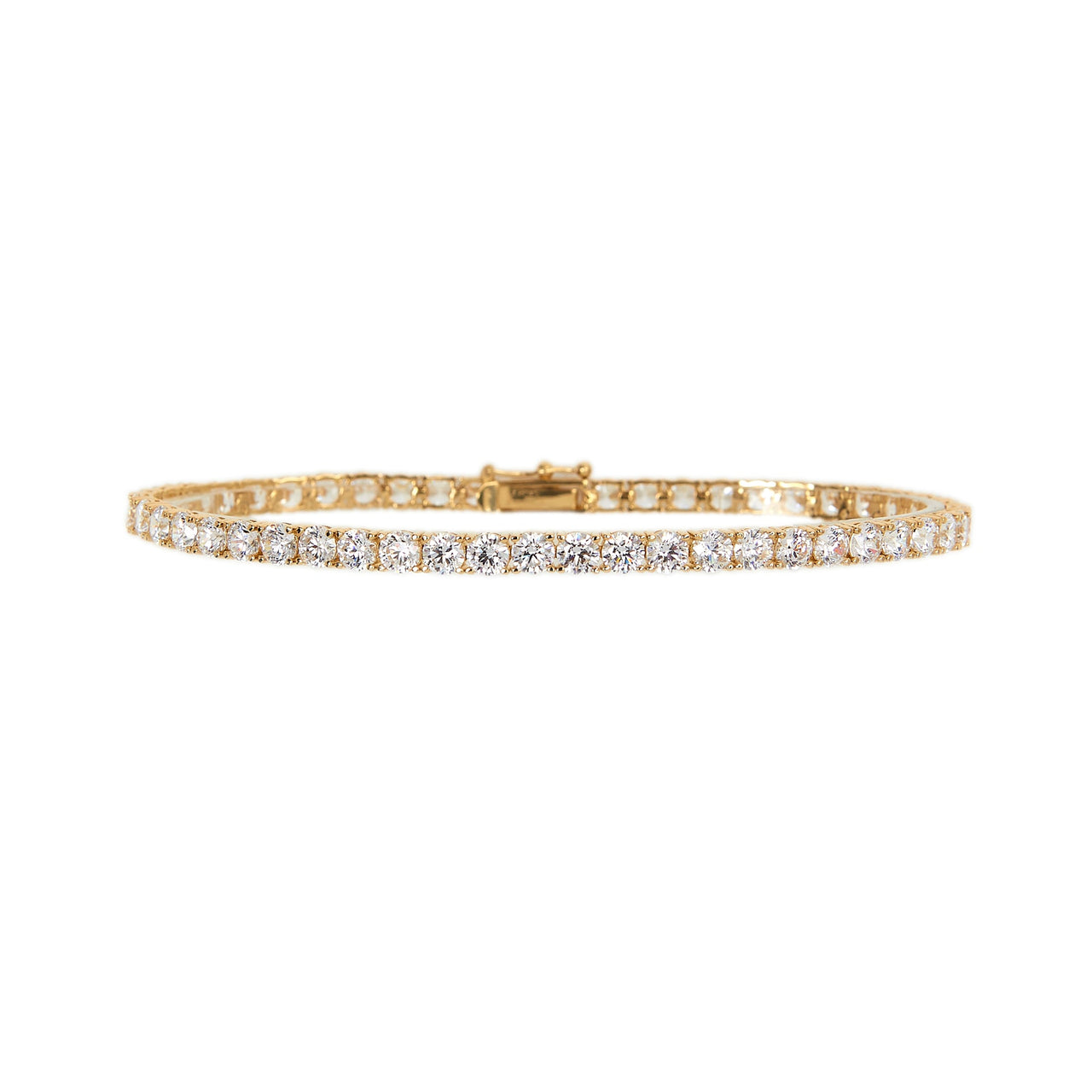 Pre-Owned 14ct Yellow Gold Tennis CZ Set Bracelet 8 Inch