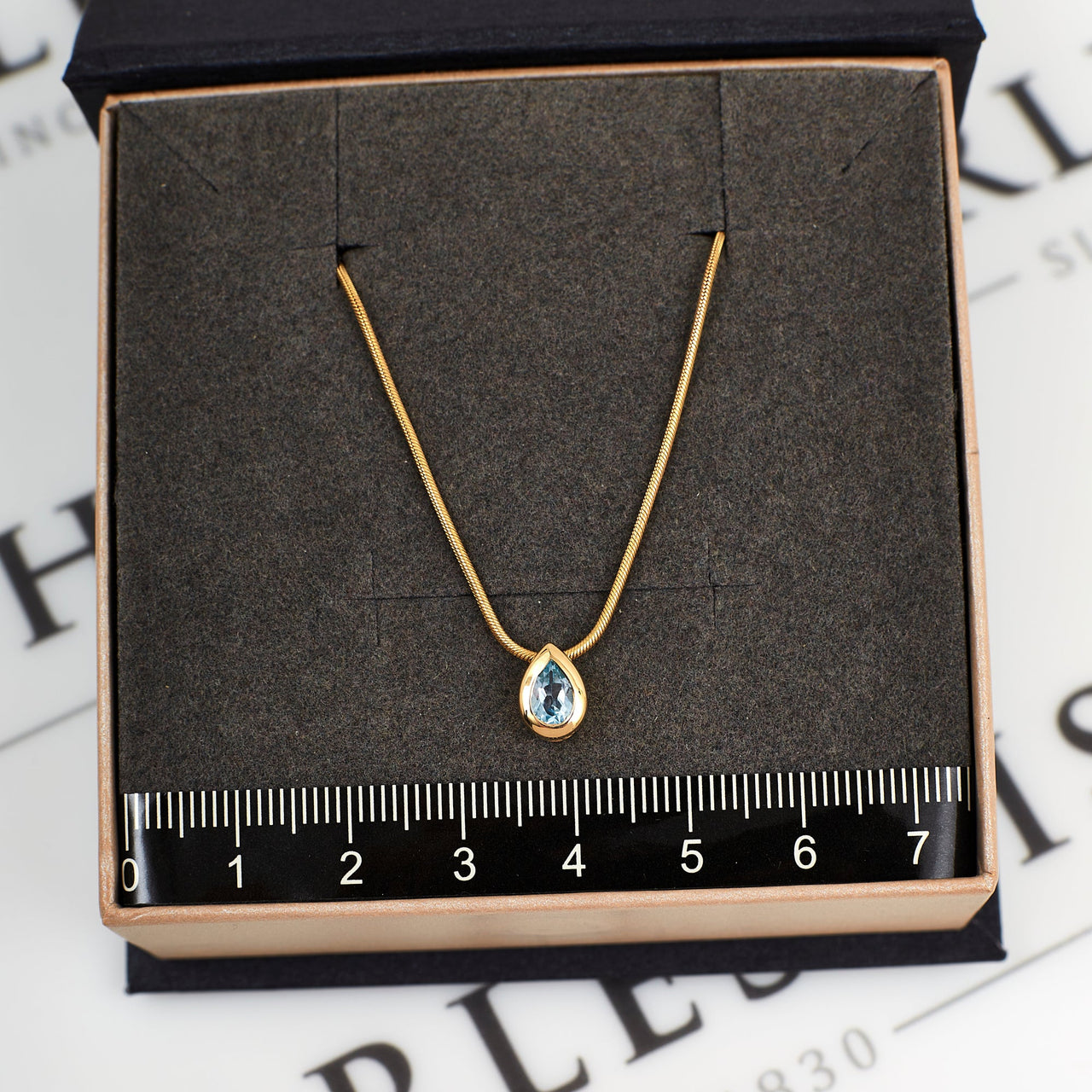 Pre-Owned 9ct Gold Tear Shape Topaz Solitaire Necklace