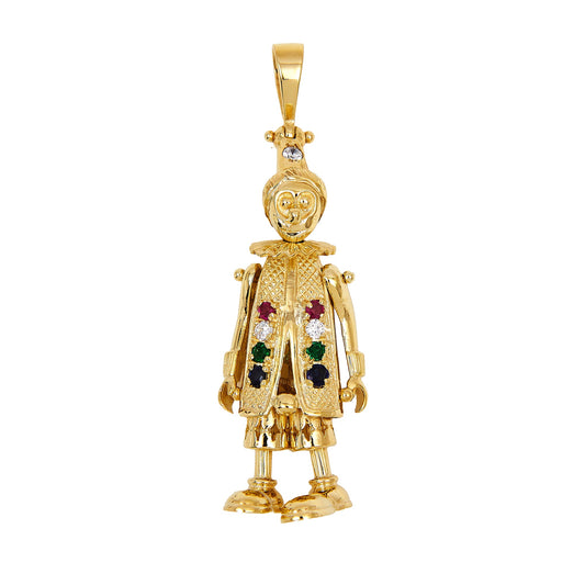 Pre-Owned 9ct Gold Coloured CZ Set Clown Pendant