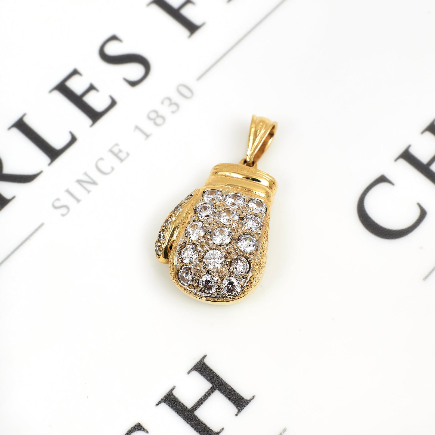 Pre-Owned 9ct Gold Zirconia Set Boxing Glove Pendant