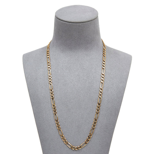 Pre-Owned 9ct Yellow Gold 3 & 1 Figaro Chain Necklace