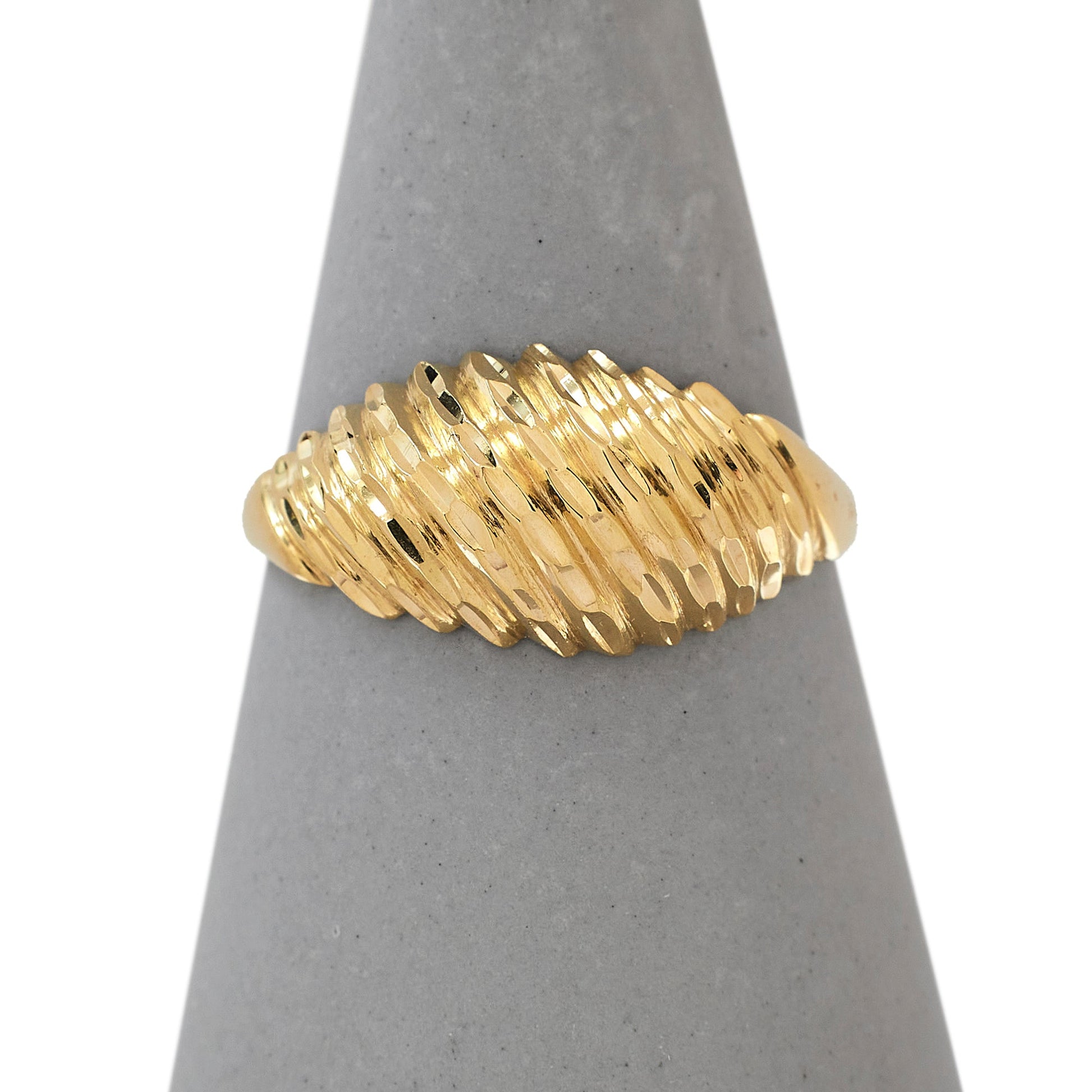 Pre-Owned 9ct Yellow Gold Bump Ring Diagonal Ribbed Ring