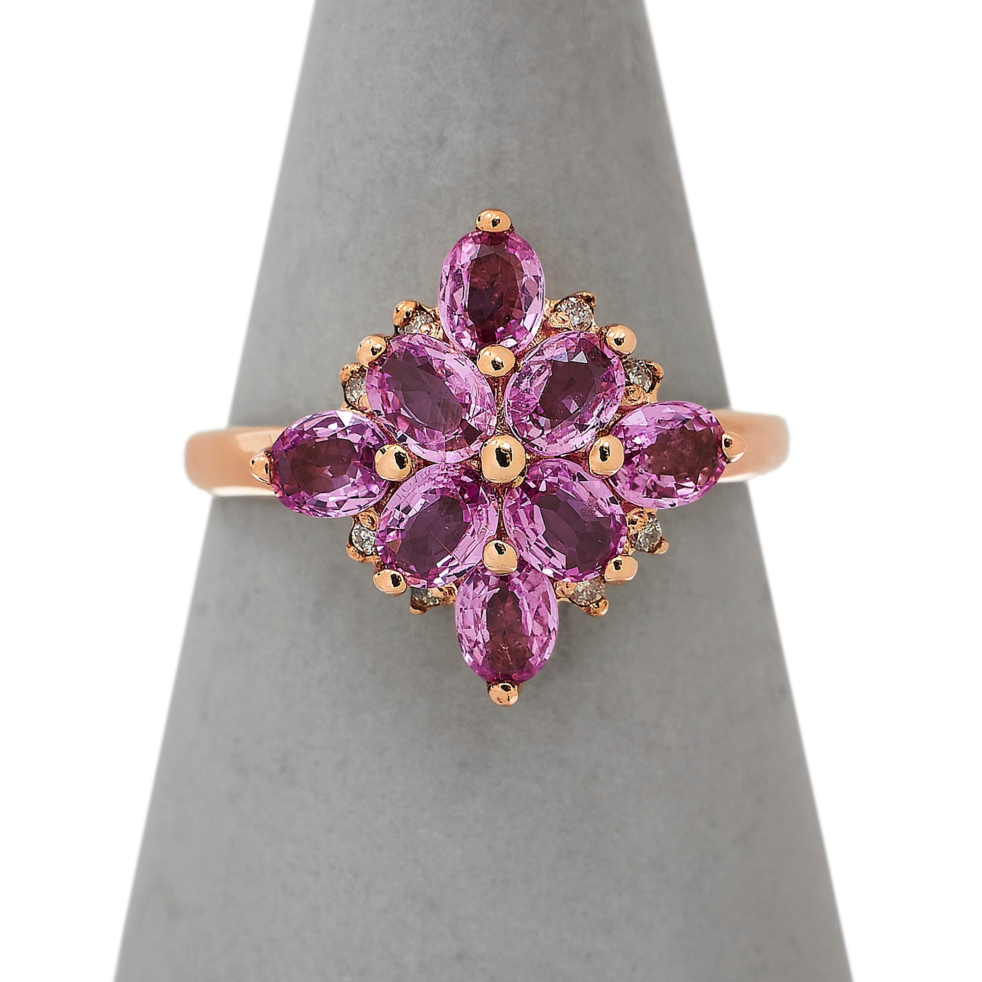 Pre-Owned Diamond & Pink Sapphire Fancy Cluster Ring