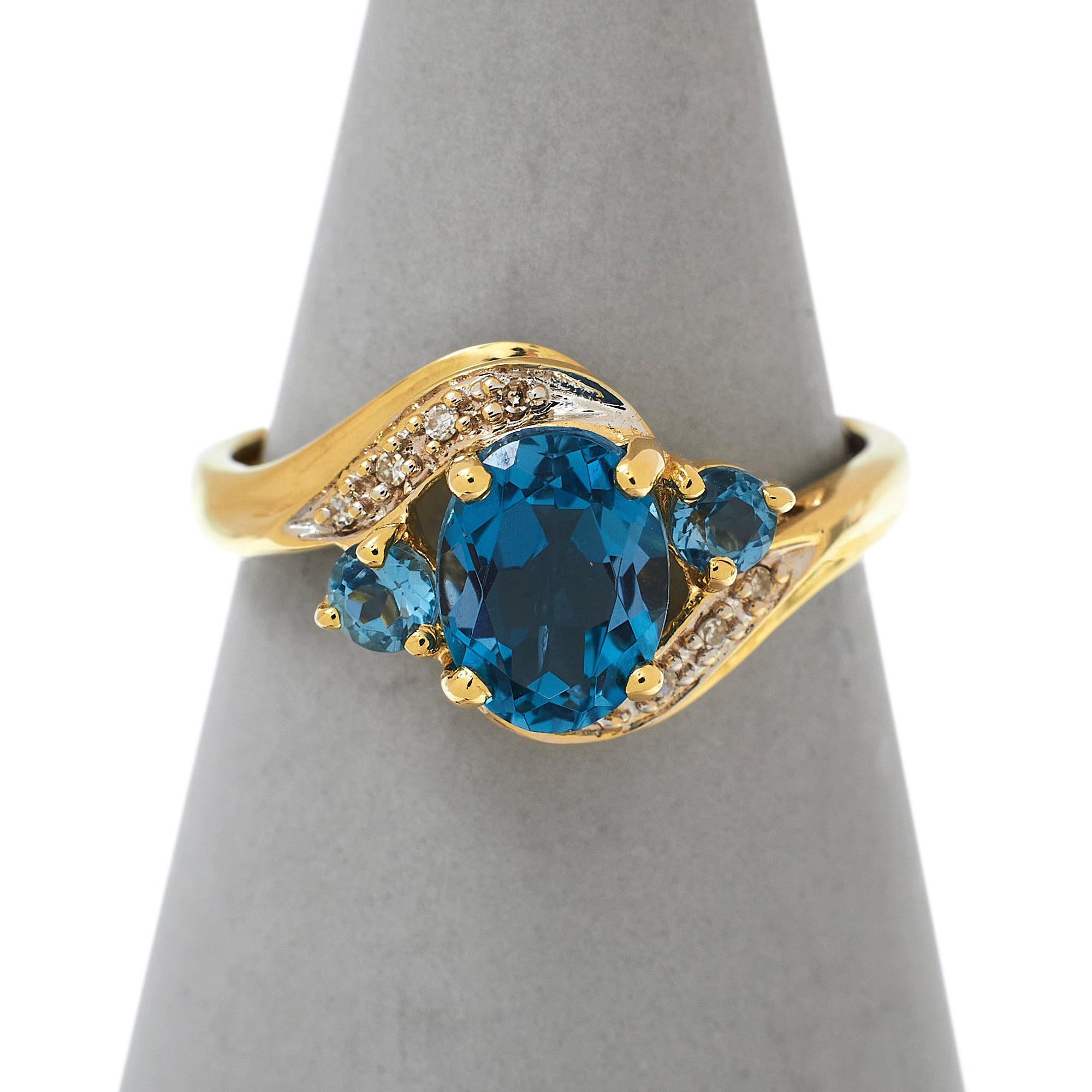Pre-Owned Gold Diamond & Topaz Crossover Ring