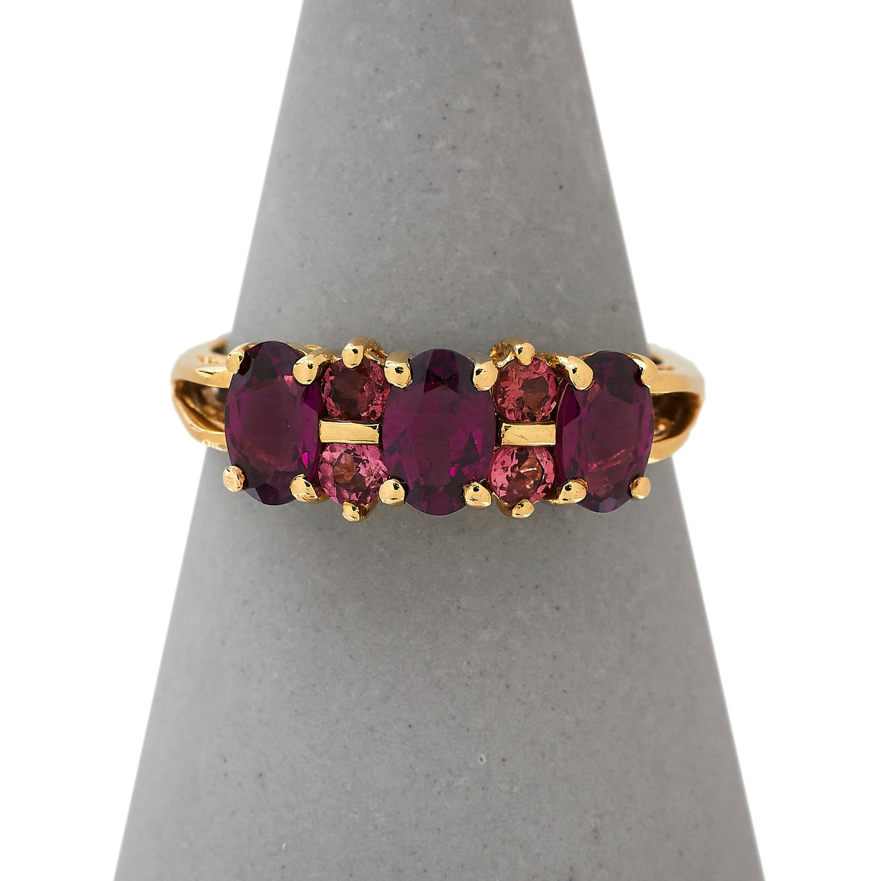 Pre-Owned 9ct Gold Amethyst & Pink Tourmaline Dress Ring