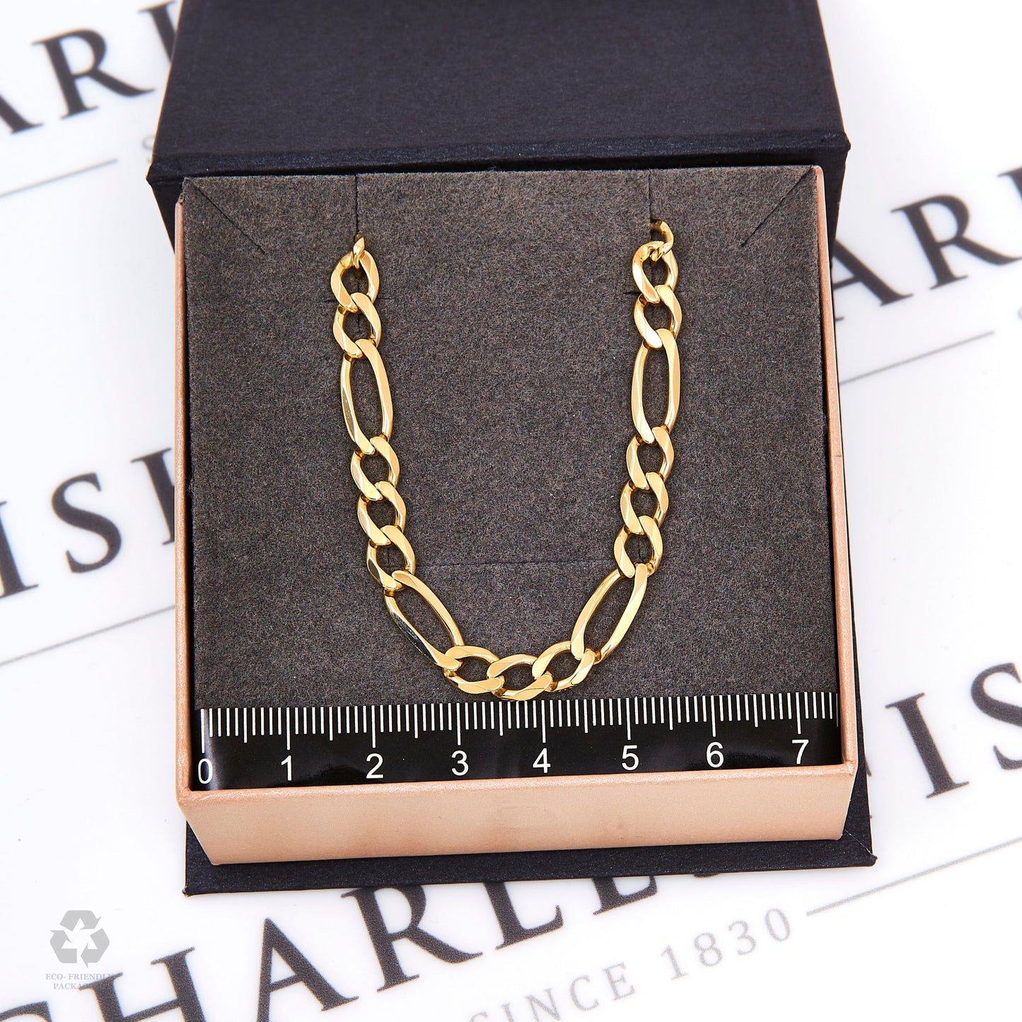 Pre-Owned 9ct Gold 28 Inch 3+1 Figaro Chain Necklace