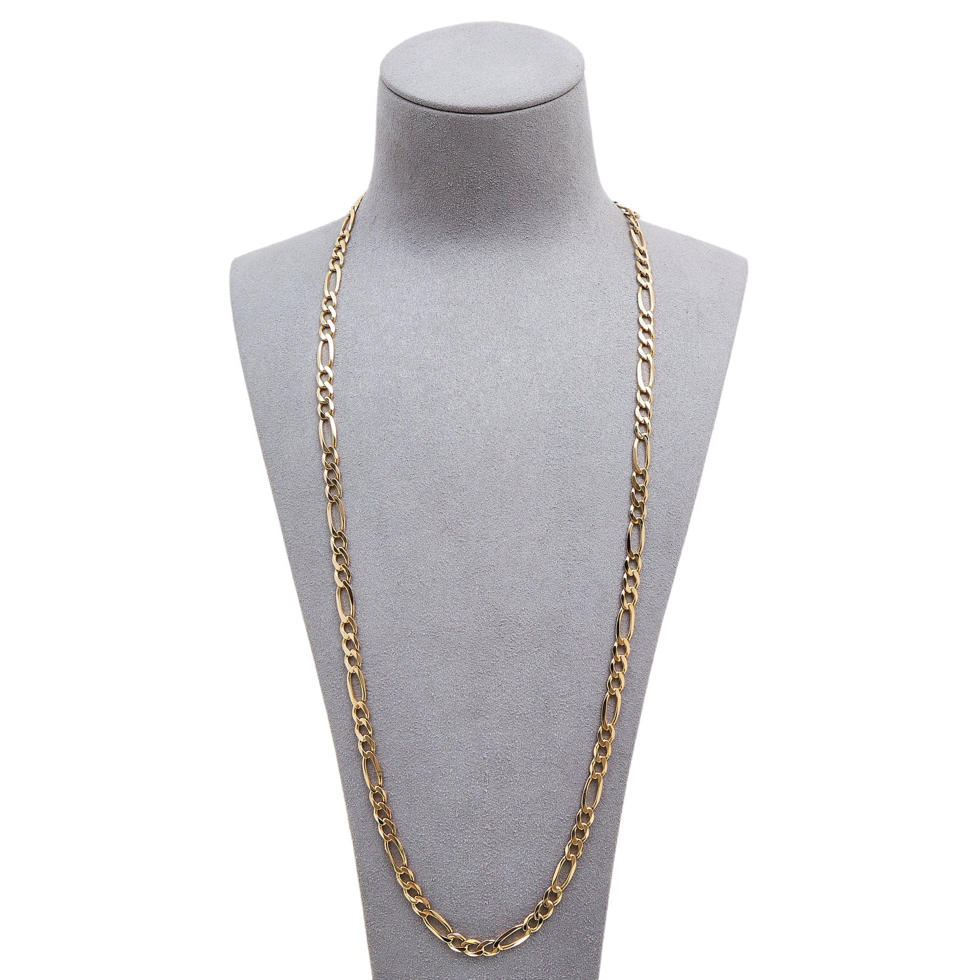 Pre-Owned 9ct Gold 28 Inch 3+1 Figaro Chain Necklace