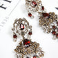 Pre-Owned 18ct White Gold Garnet & Diamond Drop Earrings