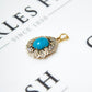 Pre-Owned Gold & Silver Turquoise Diamond Cluster Pendant