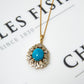 Pre-Owned Gold & Silver Turquoise Diamond Cluster Pendant