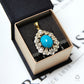 Pre-Owned Gold & Silver Turquoise Diamond Cluster Pendant