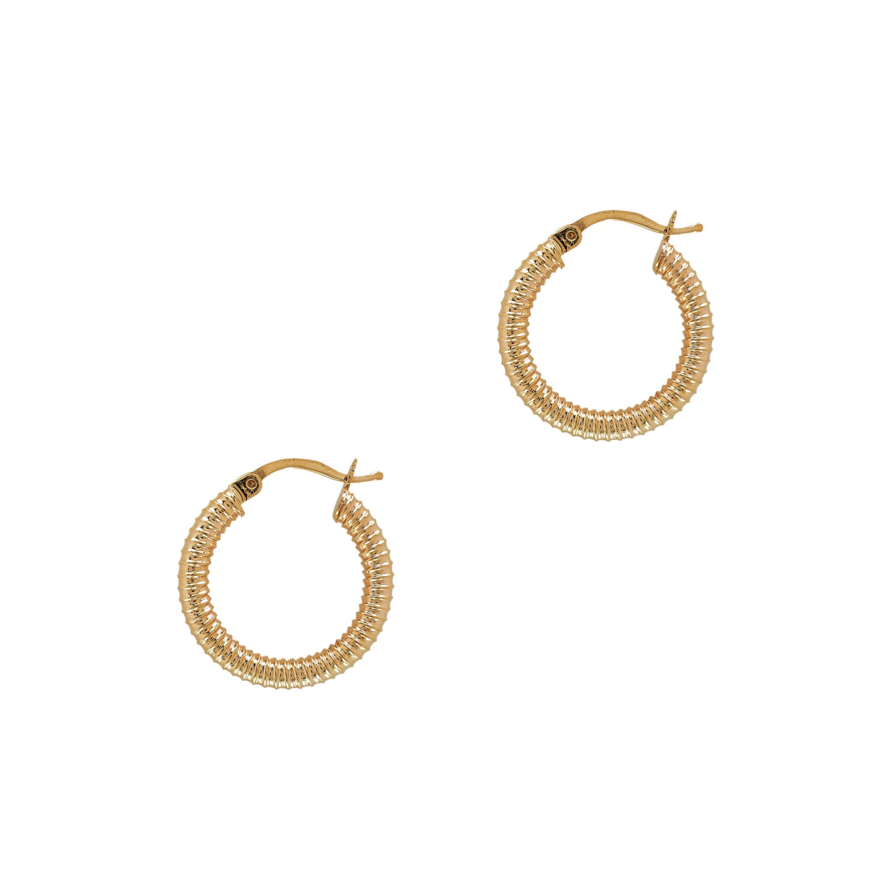 Pre-Owned 14ct Yellow Gold Ribbed Creole Hoop Earrings