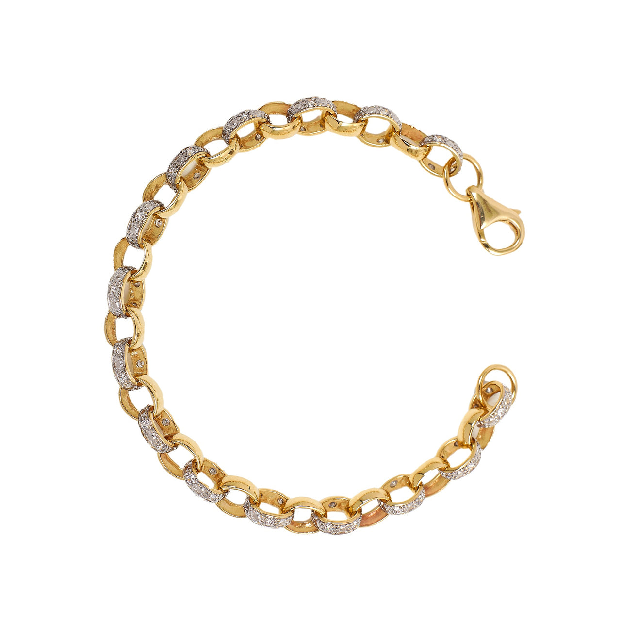 Pre-Owned 9ct Yellow Gold CZ Set Belcher Bracelet