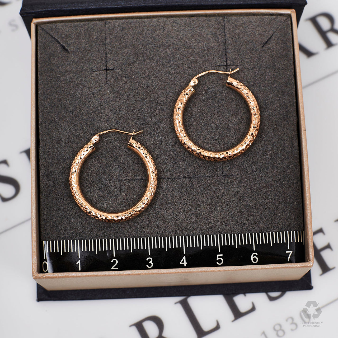 Pre-Owned 14ct Gold Diamond Cut Creole Hoop Earrings