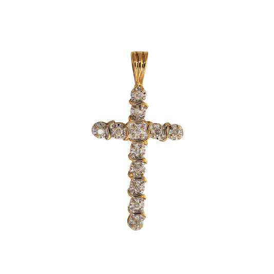 Pre-Owned 9ct Yellow Gold Diamond Cross Pendant Charm